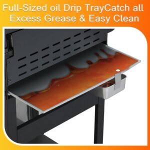 4-Burner Flat Top Propane Gas Grill Stainless Steel Griddle Combo with Foldable Side Table, 49,200 BTU Outdoor BBQ Grill, Porcelain-Enameled Cast Iron Grids, for Backyard, Patio Cooking