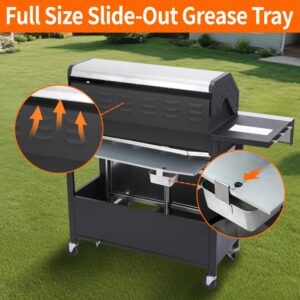 6-Burner Propane Gas BBQ Grill with Side Burner & Warming Rack, Stainless Steel Gas Grill with 66,000 BTUs Output for Outdoor,Camping,Barbecue Grilling & Backyard Cooking(6+1Bumer)