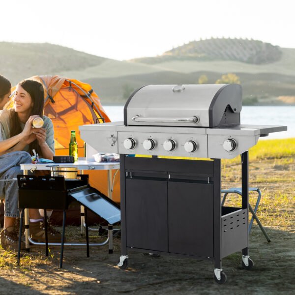 Propane Grill 4 Burner Barbecue Grill Stainless Steel Gas Grill with Side Burner 46,500 BTU - Image 9