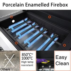 4-Burner Flat Top Propane Gas Grill Stainless Steel Griddle Combo with Foldable Side Table, 49,200 BTU Outdoor BBQ Grill, Porcelain-Enameled Cast Iron Grids, for Backyard, Patio Cooking