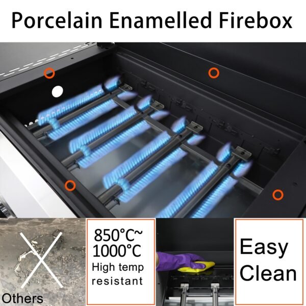4-Burner Flat Top Propane Gas Grill Stainless Steel Griddle Combo with Foldable Side Table, 49,200 BTU Outdoor BBQ Grill, Porcelain-Enameled Cast Iron Grids, for Backyard, Patio Cooking - Image 9