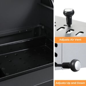 Gas and Charcoal Grill Combo with Side Burner Dual-sided Frying Plate Thermometer Wheels Side Table 37,230BTU Gas Grill for Patio Garden