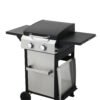 2 Burner Propane Gas Grill Flat Top BBQ Grill with Foldable Side Table SS Plancha 24600 BTU Outdoor Barbecue Grills with Replaceable Griddle and Wire Enamel Grids Gauge Auto Ignition for Teppanyaki