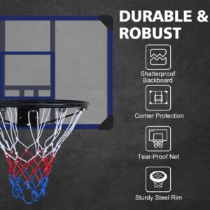 Wall-mounted basketball hoop 35 x 24 inches shatterproof back