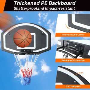 Wall-mounted basketball hoop 28.5 x 18 inches shatterproof back