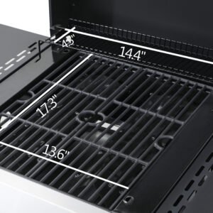 2 Burner Propane Gas Grill Flat Top BBQ Grill with Foldable Side Table SS Plancha 24600 BTU Outdoor Barbecue Grills with Replaceable Griddle and Wire Enamel Grids Gauge Auto Ignition for Teppanyaki