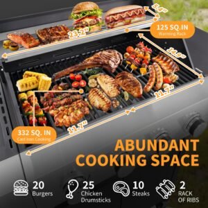 Propane Grill 4 Burner Barbecue Grill Stainless Steel Gas Grill with Side Burner 46,500 BTU