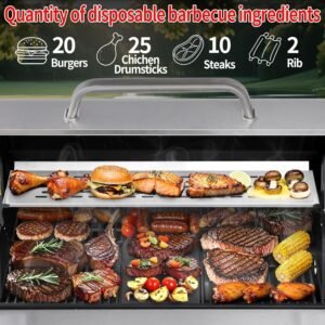 6-Burner Propane Gas BBQ Grill with Side Burner & Warming Rack, Stainless Steel Gas Grill with 66,000 BTUs Output for Outdoor,Camping,Barbecue Grilling & Backyard Cooking(6+1Bumer)