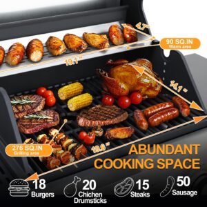 3-Burner Propane Gas BBQ Grill, Stainless Steel Propane Grill  37,230 BTU Outdoor Cabinet Style with Wheels, Wire Rack and Two Foldable Side Table for Outdoor Barbecue Cooking (4 Burner Grill)