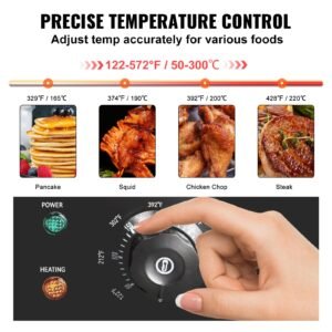 Commercial Electric Griddle 21" 1600W Countertop Flat Top Griddle Stainless Steel Teppanyaki Grill w/Iron Cooking Plate 122-572℉ Adjustable Temp Control 2 Shovels & Brushes 110V