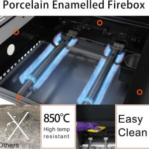 2 Burner Propane Gas Grill Flat Top BBQ Grill with Foldable Side Table SS Plancha 24600 BTU Outdoor Barbecue Grills with Replaceable Griddle and Wire Enamel Grids Gauge Auto Ignition for Teppanyaki