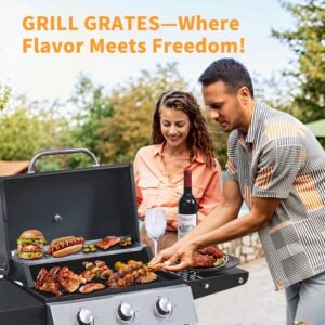3-Burner Propane Gas Grill Stainless Steel Gas Grill 2,650 BTUs
