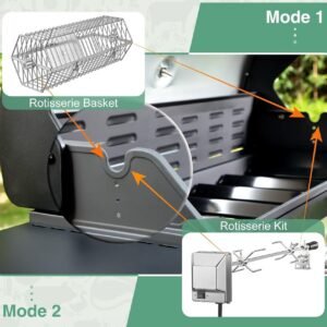 3-Burner Propane Gas BBQ Grill, Stainless Steel Propane Grill  37,230 BTU Outdoor Cabinet Style with Wheels, Wire Rack and Two Foldable Side Table for Outdoor Barbecue Cooking (4 Burner Grill)