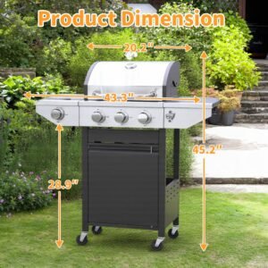 Propane Grill 4 Burner Barbecue Grill 37000 BTUs