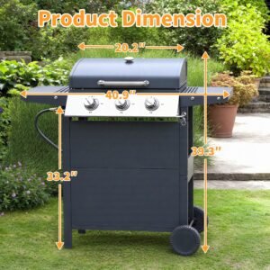 3-Burner Propane Gas Grill Stainless Steel Gas Grill 2,650 BTUs