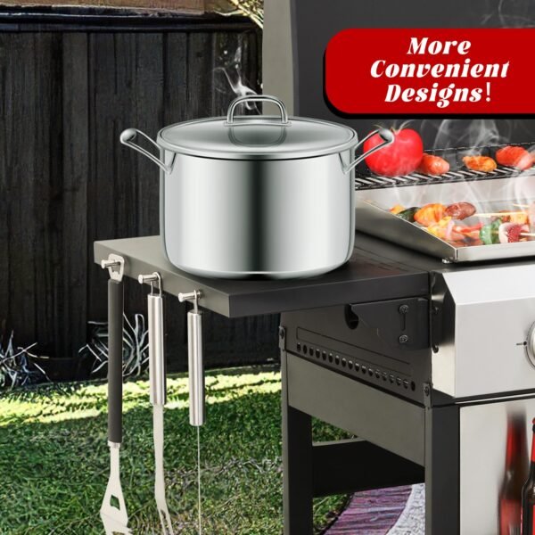 3-Burner Flat Top Propane Gas Grill Stainless Steel Griddle Combo with Foldable Side Table, 36,900 BTU Outdoor BBQ Grill, Porcelain-Enameled Cast Iron Grids, for Backyard, Patio Cooking - Image 5