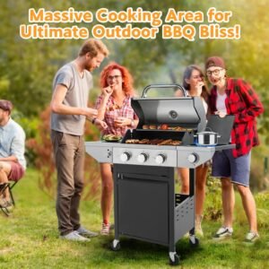 Propane Grill 4 Burner Barbecue Grill 37000 BTUs