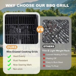 2-Burner Propane Gas BBQ Grill with Wire Enamel Cooking Grids & Pizza Box 24,600 BTU Output Stainless Steel Grill with Foldable Side Table for Outdoor Backyard Barbecue