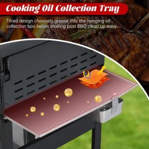 3-Burner Propane Gas Grill with 2 Foldable Side Tables 25,650 BTU Outdoor BBQ Grill with Porcelain-Enameled Flame Tamers Built-in Thermometer Easy Assembly for Patio Backyard BBQ